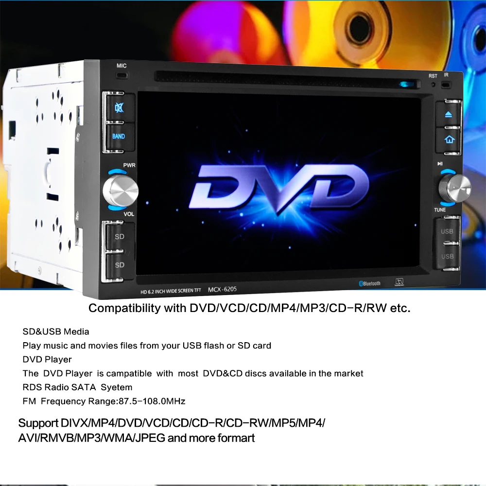 Cheap car stereo Car MP5 Player 6.2 inch HD Touch Screen AM FM Radio Bluetooth USB Mirror Link function Auto Multimedia Player 4