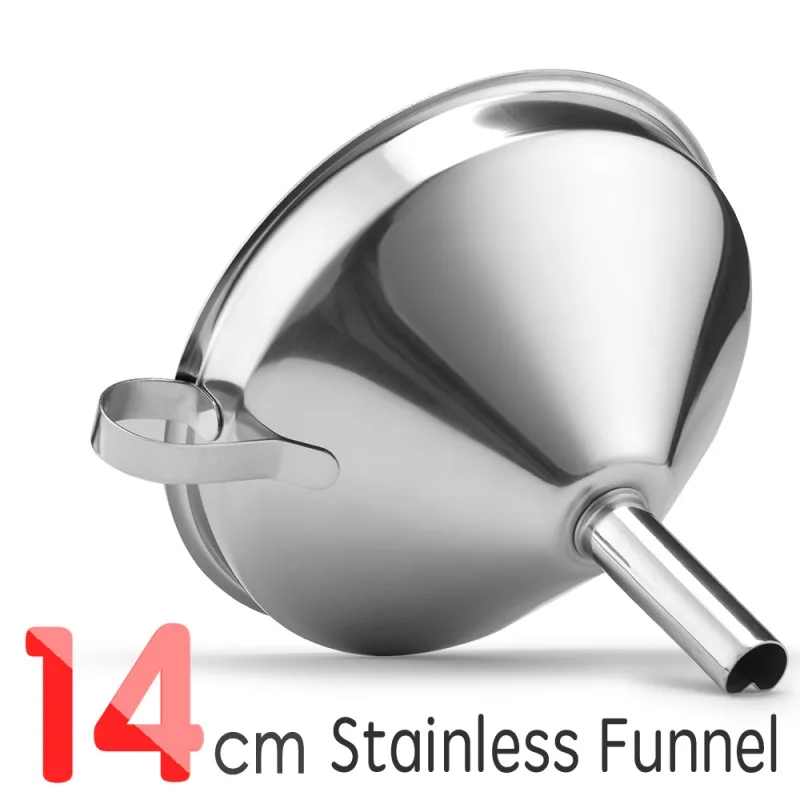 Durable Funnel Stainless Steel Kitchen Oil Honey with Detachable Strainer/Filter Canning Liquid Powder Funnel Removable