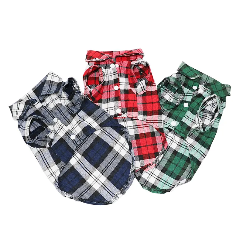 Одежда для щенков собак летняя Клетчатая Рубашка куртки костюмы кошек в сетку