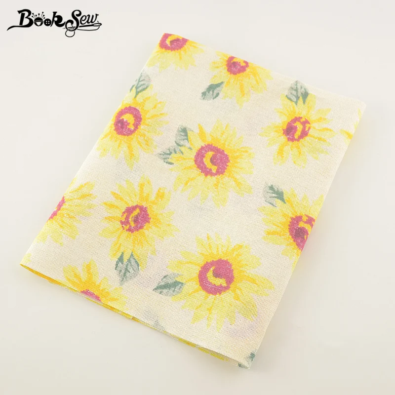 Booksew Home Textile Cotton Linen Fabric Printed Sunflower Sewing Material For Tablecloth Bag Curtain Cushion Pillow Zakka Tissu | Дом и сад