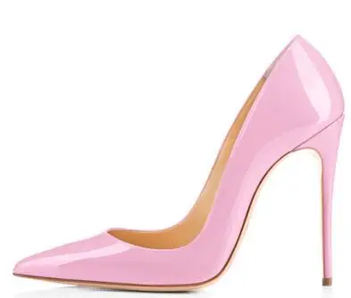 Hot Selling Red Pink White Patent Leather High Heel Shoe Sexy Pointed Toe Thin Heels Woman Pumps 2019 Dress Heels 35-42