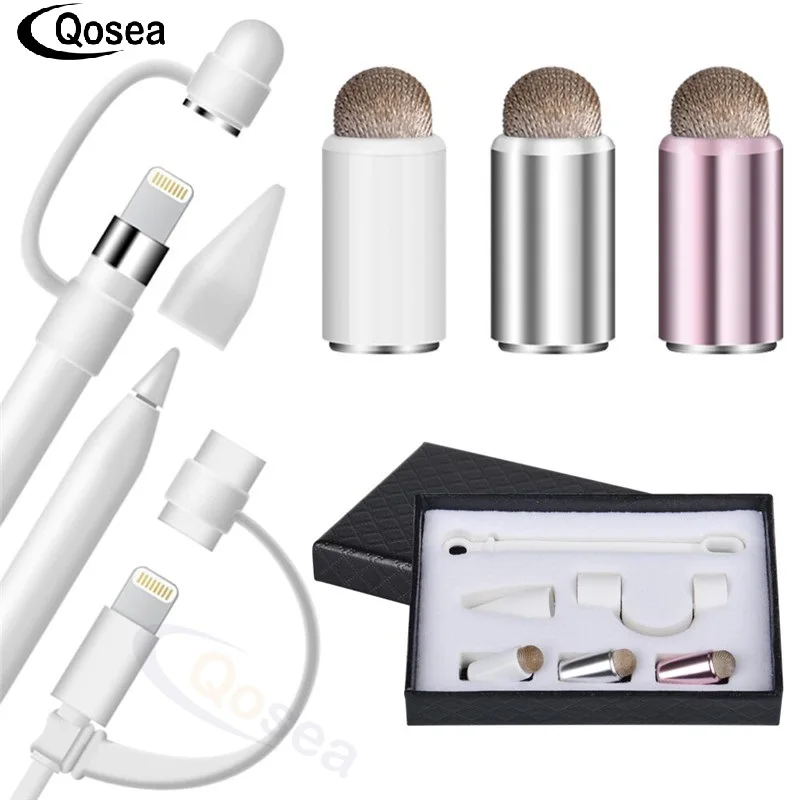 

Qosea ( 6 PACK ) For Apple Pencil Cap Holder Nib Case Anti-Lost Connector Tether Soft Silicone Cover For Apple Pencil Adapter
