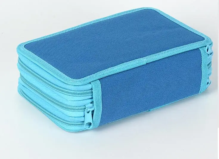 Трехслойный тканевый чехол-карандаш из ткани Оксфорд, большой размер, сумки-карандаши, многофункциональная сумка для хранения, школьные офисные принадлежности, Escolar Papelaria - Цвет: Blue