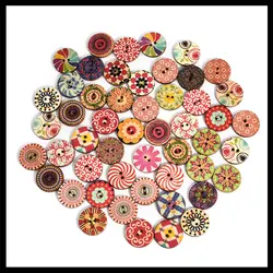 Горячее предложение 50 шт./компл. многоцветный классический ретро круглый цветочный принт формы деревянный поделки ручной работы кнопку