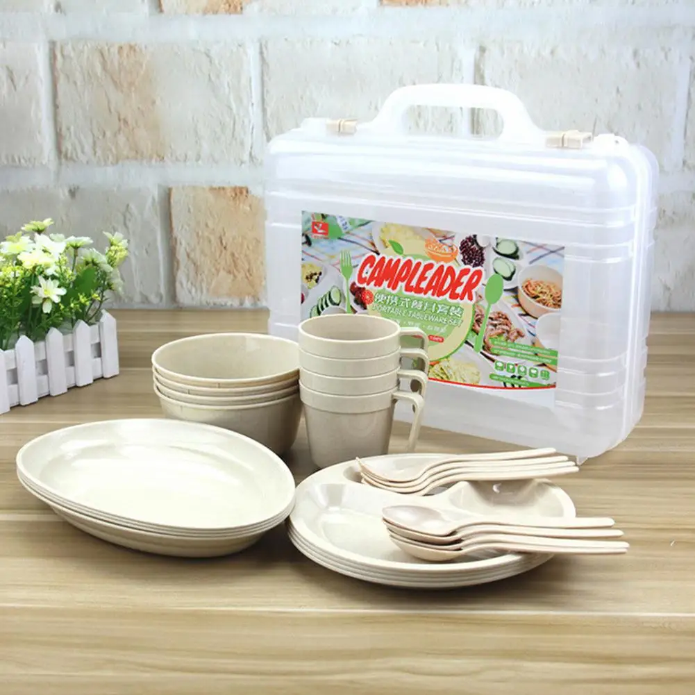 Livre do Piquenique Conjunto de Mesa Protecção do Ambiente Conjunto de Talheres com Caixa de Armazenamento 4 ao ar Pessoa Econômico Portátil 9 Portátil Conjunto de Talheres com caixa De Armazenamento