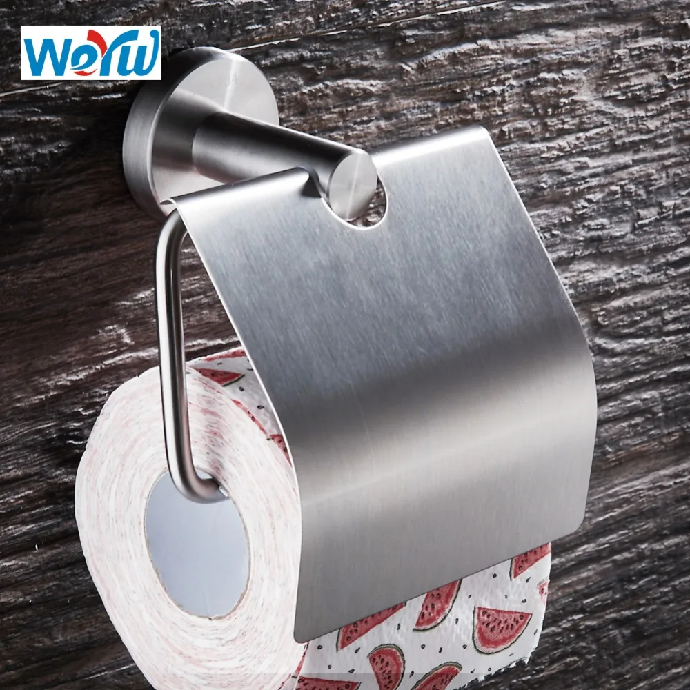 

WEYUU 304 Stainless Steel Paper Holders Wire drawing Holder Toilet Paper Racks Wall Mounted Bathroom Accessories