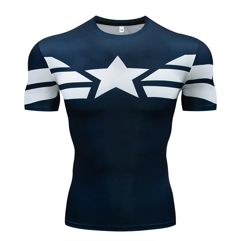 Футболка Капитан Америка, Спортивная майка mma, мужские топы с коротким рукавом, 3D принт, компрессионная футболка Супермена, футболка Карателя