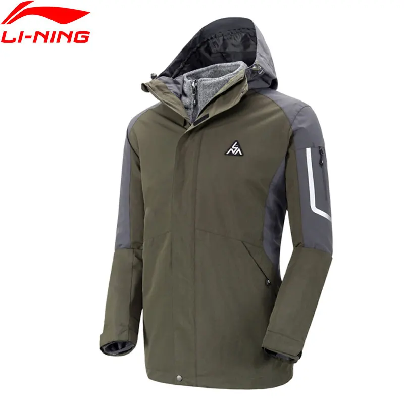 Li-Ning Для мужчин куртка 3-в-1 ветровка внутренняя флисовая куртка полиэстер 2 предмета теплая подкладка спортивная куртка с капюшоном AWBN007 COND18