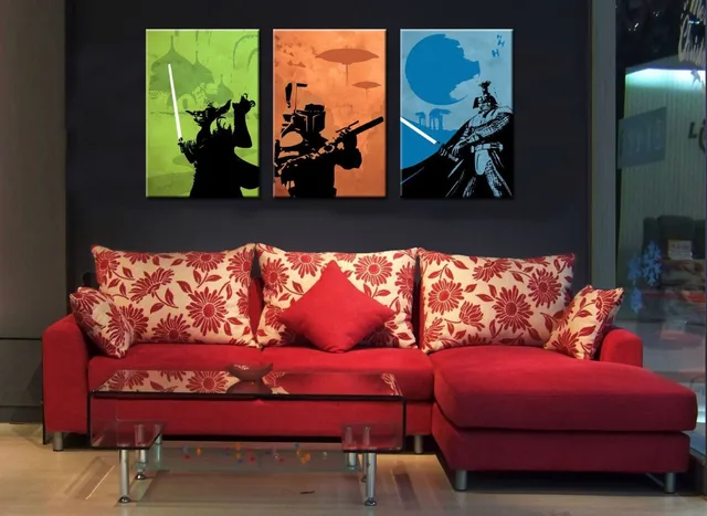Oil Painting HD Print On Canvas Wall Art,Star Wars Minimalist 3pc-in