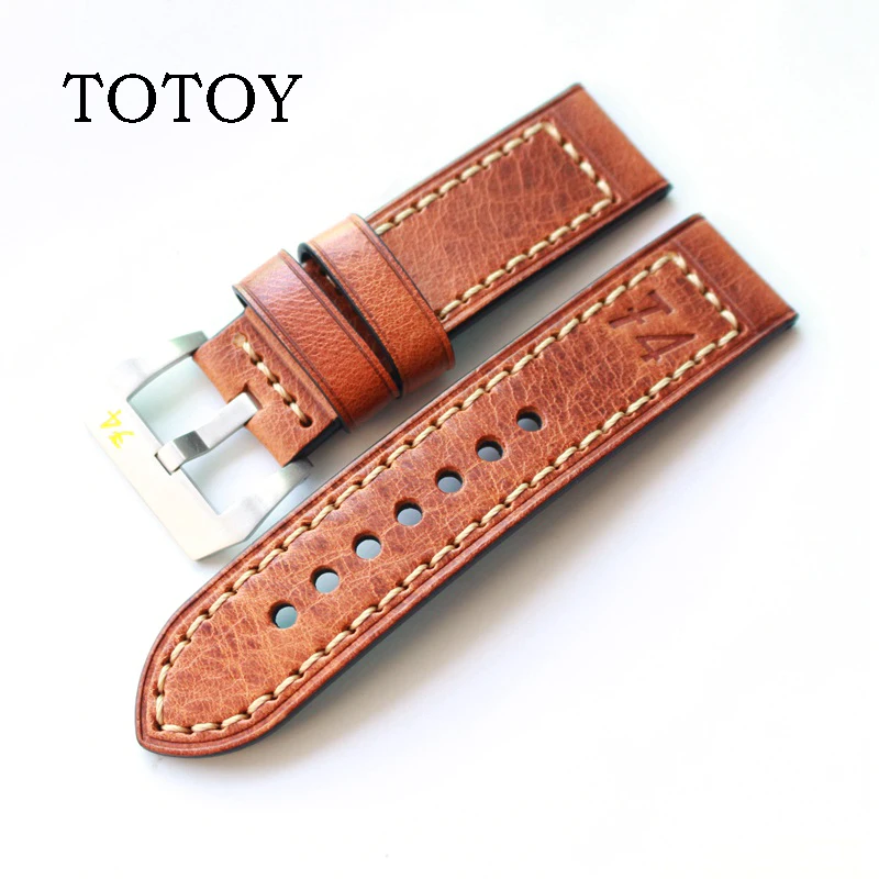 Italy High Quality Resin Leather Men Watchband20 22 24 26MM Watchband Retro Printed Strap For Luxury Mechanical PAM | Наручные часы