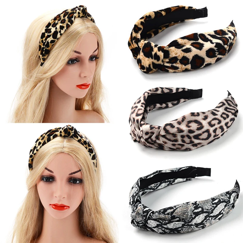 Hot Sale Hair Accessories Leopard Pattern Knotted Knot Headband High Quality Velvet Leopard