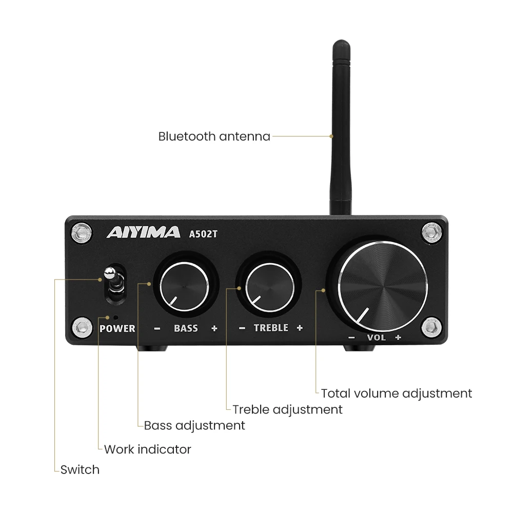 AIYIMA Bluetooth 4,2 CSR64215 TPA3116D2 цифровой аудио усилитель мощности 50Wx2 HiFi стерео мини-усилитель Настольный NE5532 OP AMP