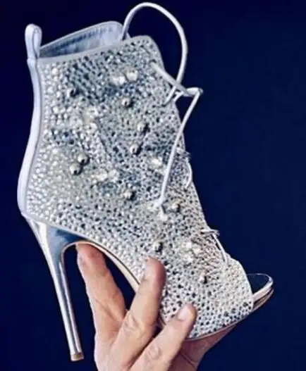 silver diamond boots