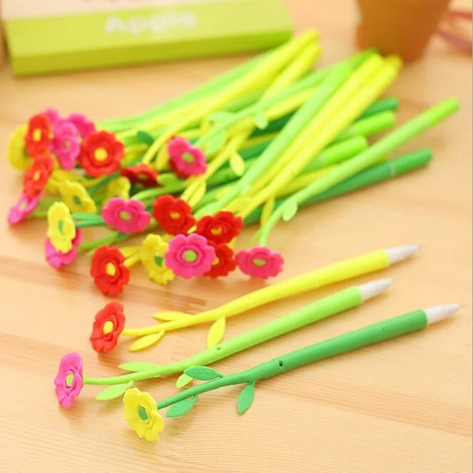 

1pcs/lot Fresh Beautiful 3D Flower design Gel Pen 0.38mm Black funny gift office school Stationery supplies