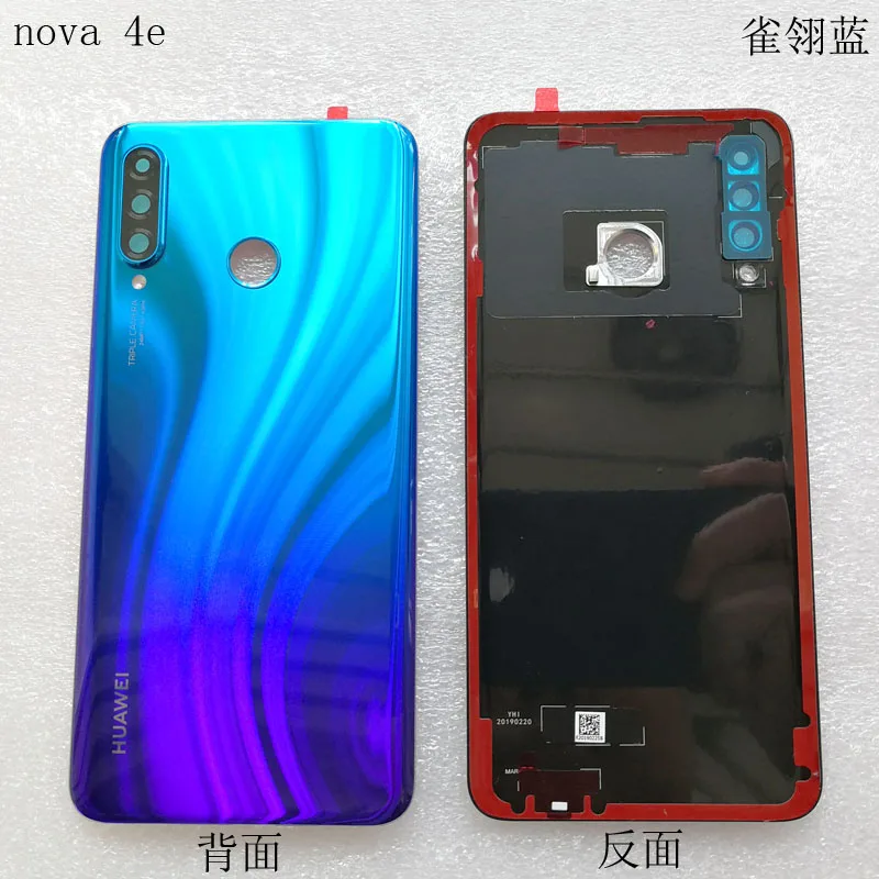 Для huawei P30 Lite/Nova 4E Задняя крышка батареи задняя панель корпуса Дверь с камерой стеклянная рамка объектива запасные части