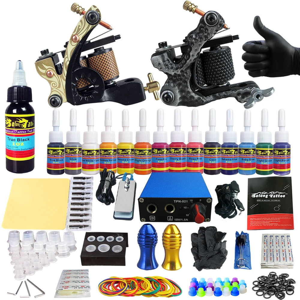 

Solong Tattoo Starter Tattoo Kit 14 Colors Best Tattoo ink for Sales TK203-6