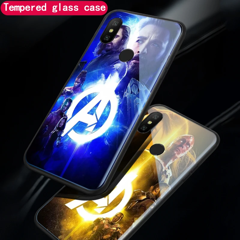 

Popular Avengers Glass Case For Xiaomi Redmi Note 5 Pro / S2 lron Man Back Cover Phone Case For Redmi Note 6 7 Pro
