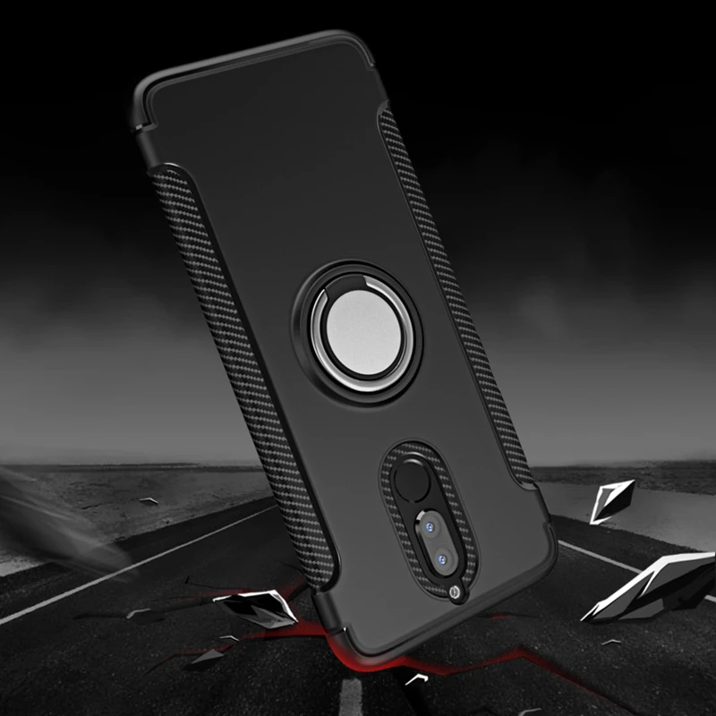 For-Huawei-Mate-10-Lite-Case-Car-Holder-Stand-Magnetic-Suction-Bracket-Finger-Ring-TPU-PC(4)