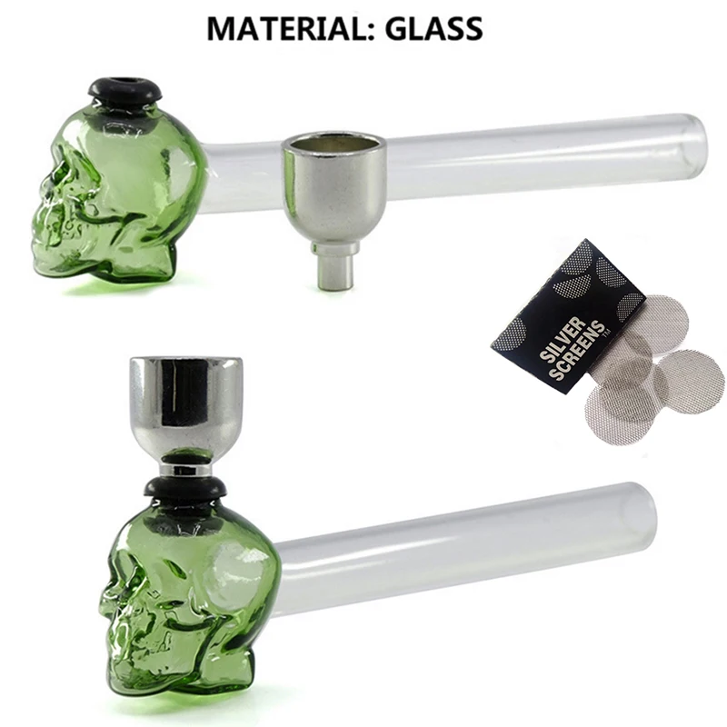 

1 Pcs 125MM Fashion Skull Glass Pipes Portable Creative Smoking Pipe Herb Tobacco Pipe Filter Smoke Cigarette Holder Hookah