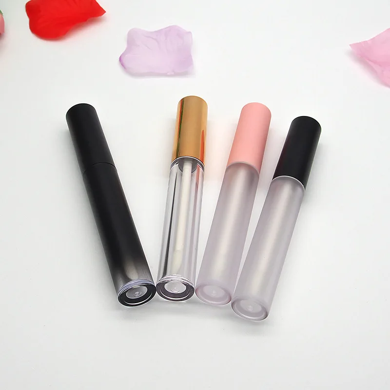 

50pcs Cosmetic Container 4.5ML Lipgloss Tube Refillable Frosted Bottle Lip Gloss Compact Transparent Empty Round Lip Balm Tube