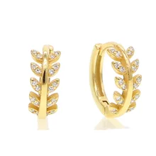 Серебро 925 пробы, Серебряное украшенное мозаичное листья, Полный cz простые маленькие серьги для женщин леди элегантные ювелирные изделия серьги