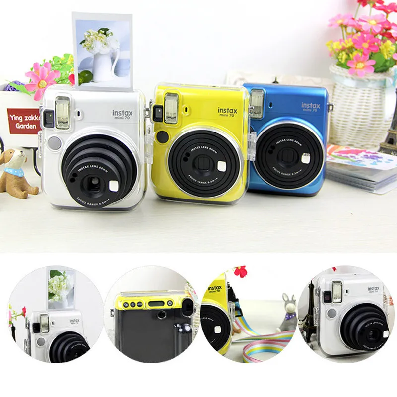 

Transparent Crystal Clear Protect PVC Hard Case Cover For Fujifilm Instax Mini 70 Camera bag with shoulder strap
