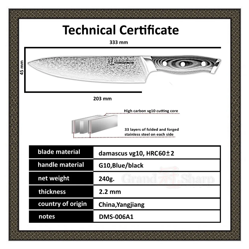 Grandsharp набор ножей из дамасской стали 4 шт. Японский стальной кухонный нож шеф-повара сантоку, кухонный нож, лучший подарок, кухонные инструменты шеф-повара Pro