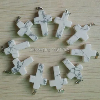 

2018 fashion natural stone cross pendants Charms for Necklaces jewelry making wholesale 50pcs/lot free shipping