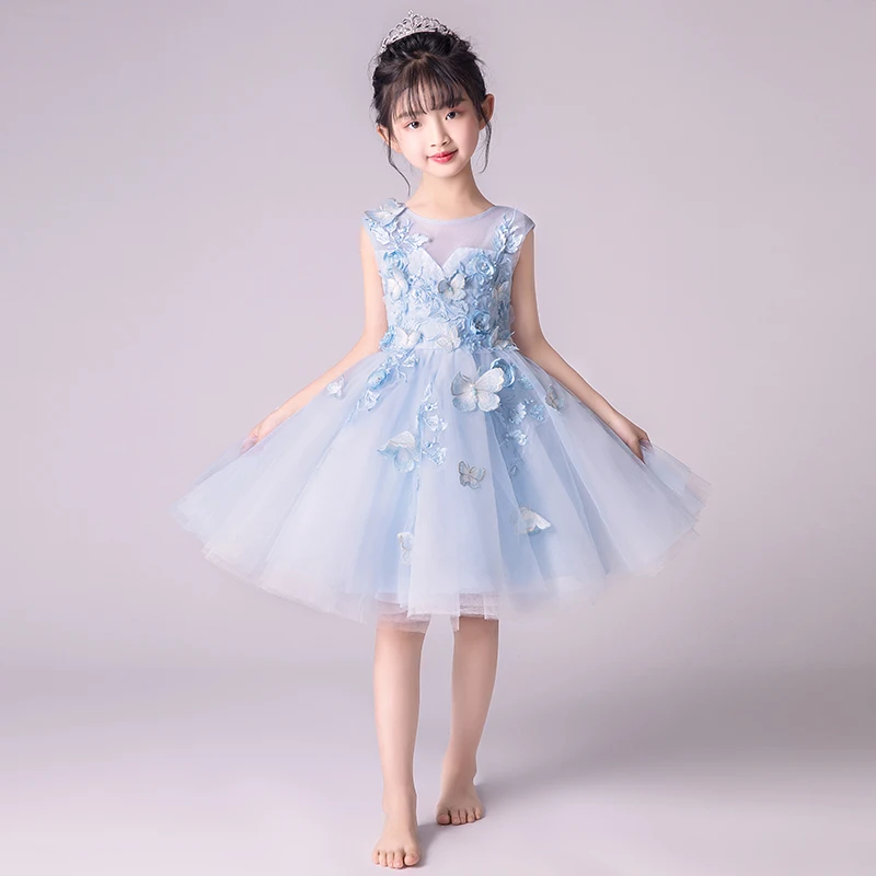 

Kids Infant Girl Flower Petals Dress Children Bridesmaid Toddler Elegant Dress Formal Party Dress Pink