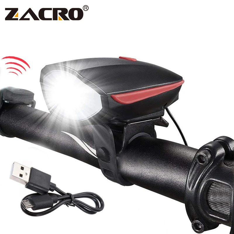 

Zacro Bike Horn Light 250lm Bicycle USB Charging Bycicle Light Headlight Cycling Multifunction Ultra Bright 120 db Horn Bike