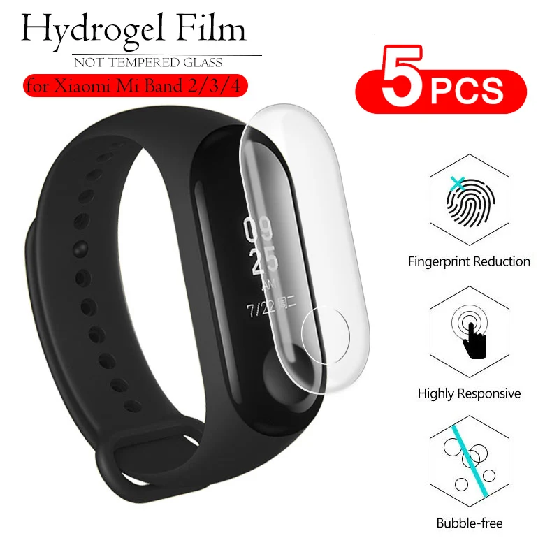 

5pcs Screen Protector Film on For Xiaomi Mi Band 3 Xiomi Mi Band 4 2 3 miband band4 Smart Wristband Bracelet Not Tempered Glass