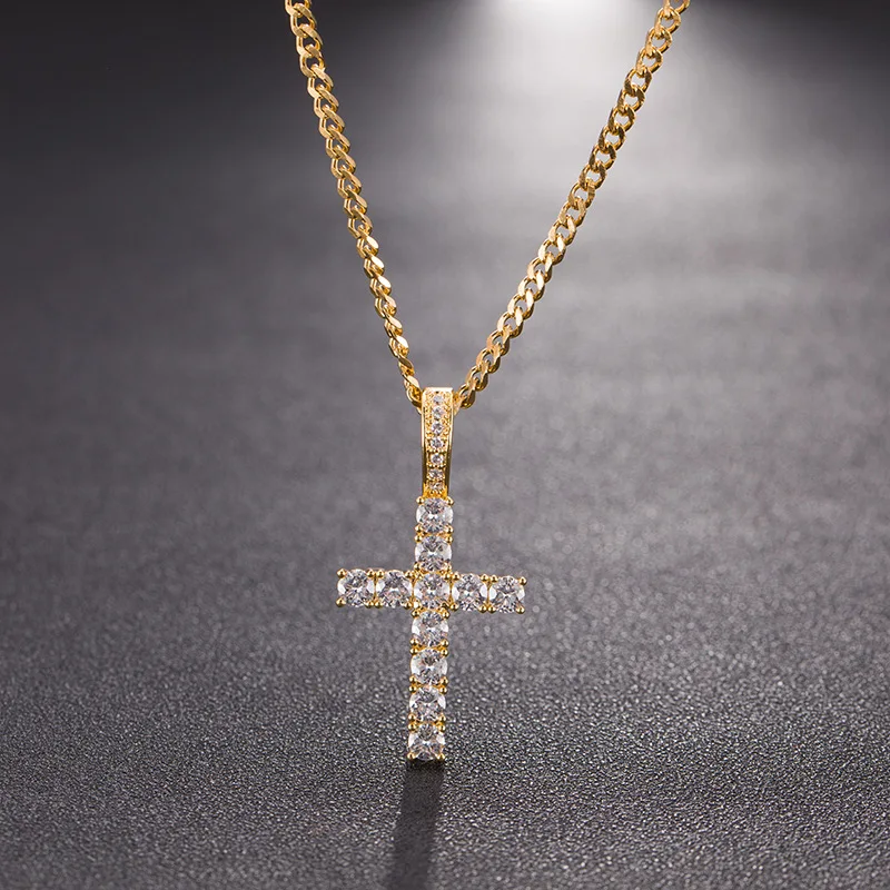 

Men Hip hop iced out bling Cross pendant necklaces AAA Cubic Zirconia male vintage pendants necklace Hiphop jewelry gifts