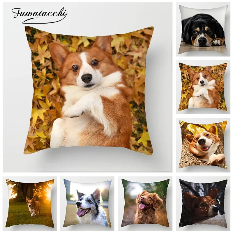 

Fuwatacchi Cute Dogs Cushion Cover Various Dogs Cat Shar Pei Collie Pillow Covers for Sofa Chair Home Decor New 2019 Pillowcases