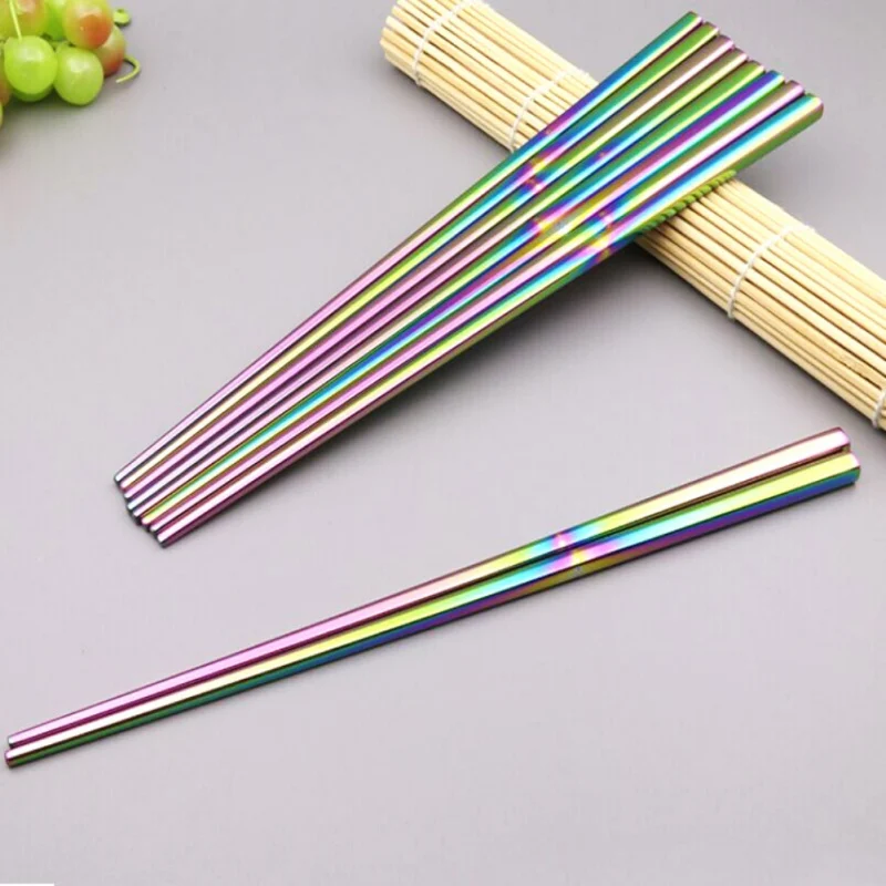 

1 Pair Stainless Steel Titanium Chopsticks Metallic Luster Easy To Clean And Hygienic Kitchen Accessories