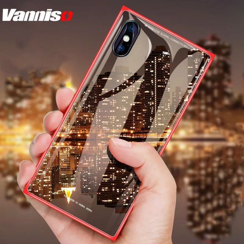 Tempered Glass Flip Phone Case For iPhone 8 7Plus X 10 Metal