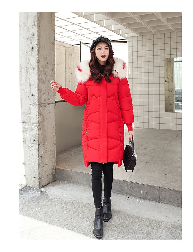 Thick Jacket Big fur collar Women's New Korean Version Big Fur Collar Medium-long Knee Size Thickened Jacket 1961