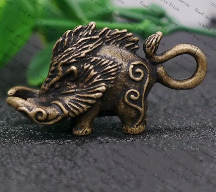 

China collection archaize brass wild boar small statue