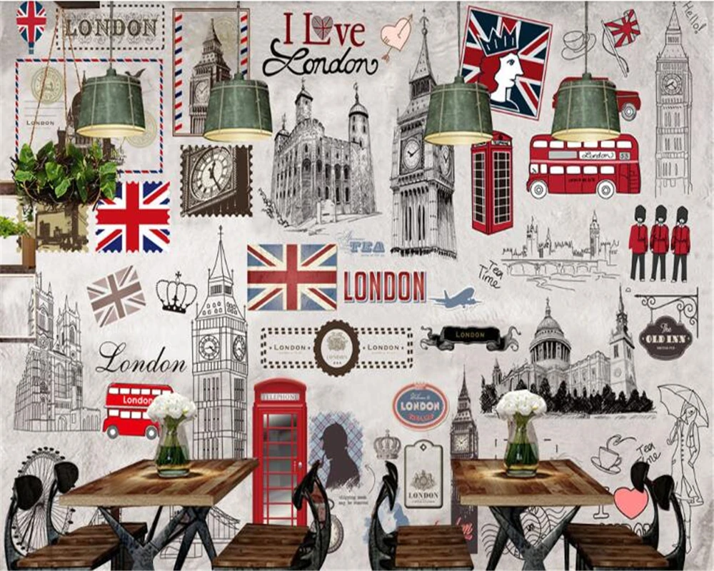 beibehang 3d wallpaper Retro Vintage England European Mural Wallpaper