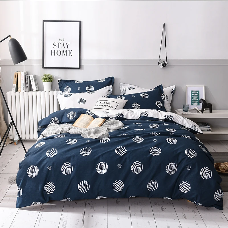 Комплекты постельного белья с цветами синего цвета из 3/4 предметов Комплект