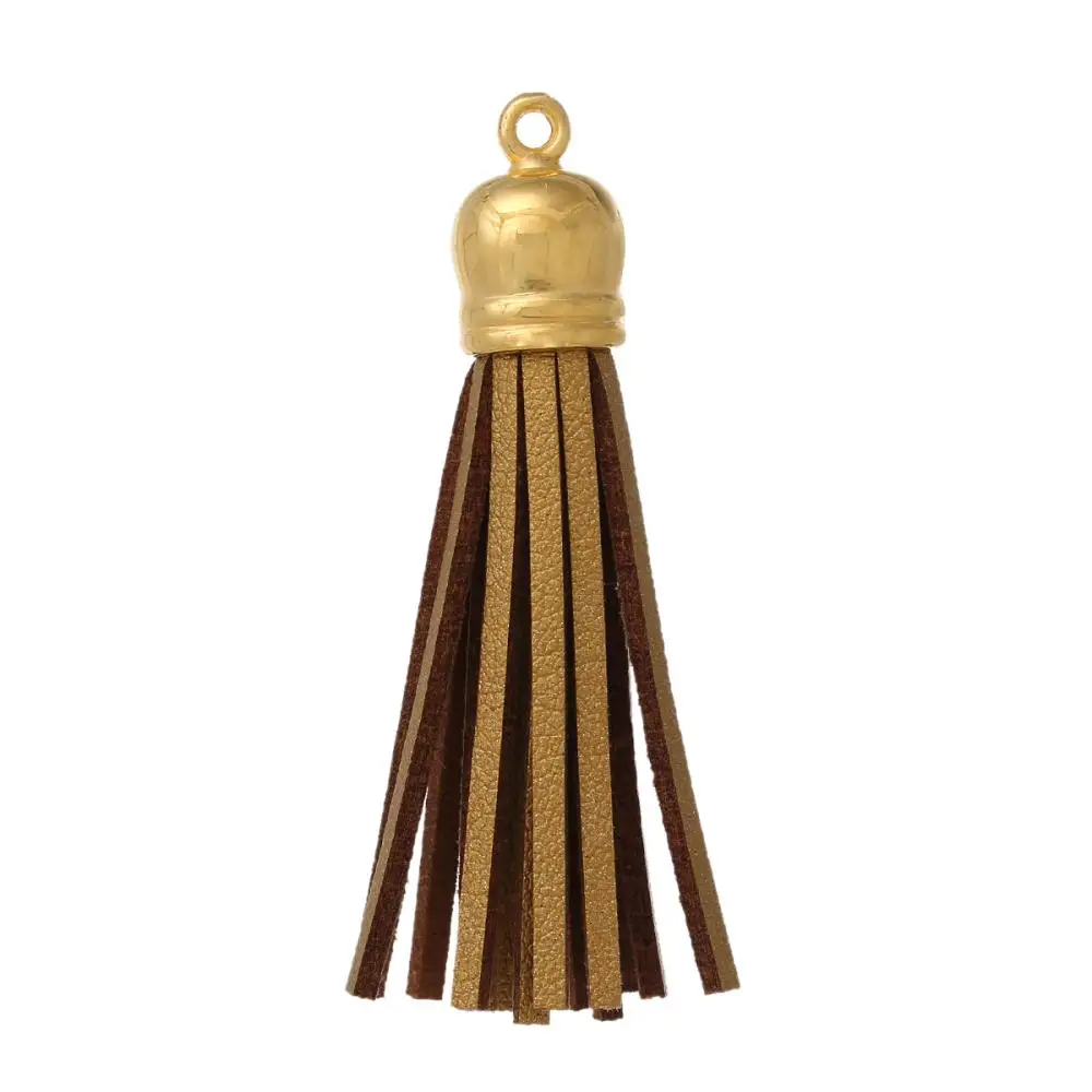 PU Tassel For Keychain Cellphone Straps Curtain Garment Textile Tassels Diy Gold color Khaki 6cm