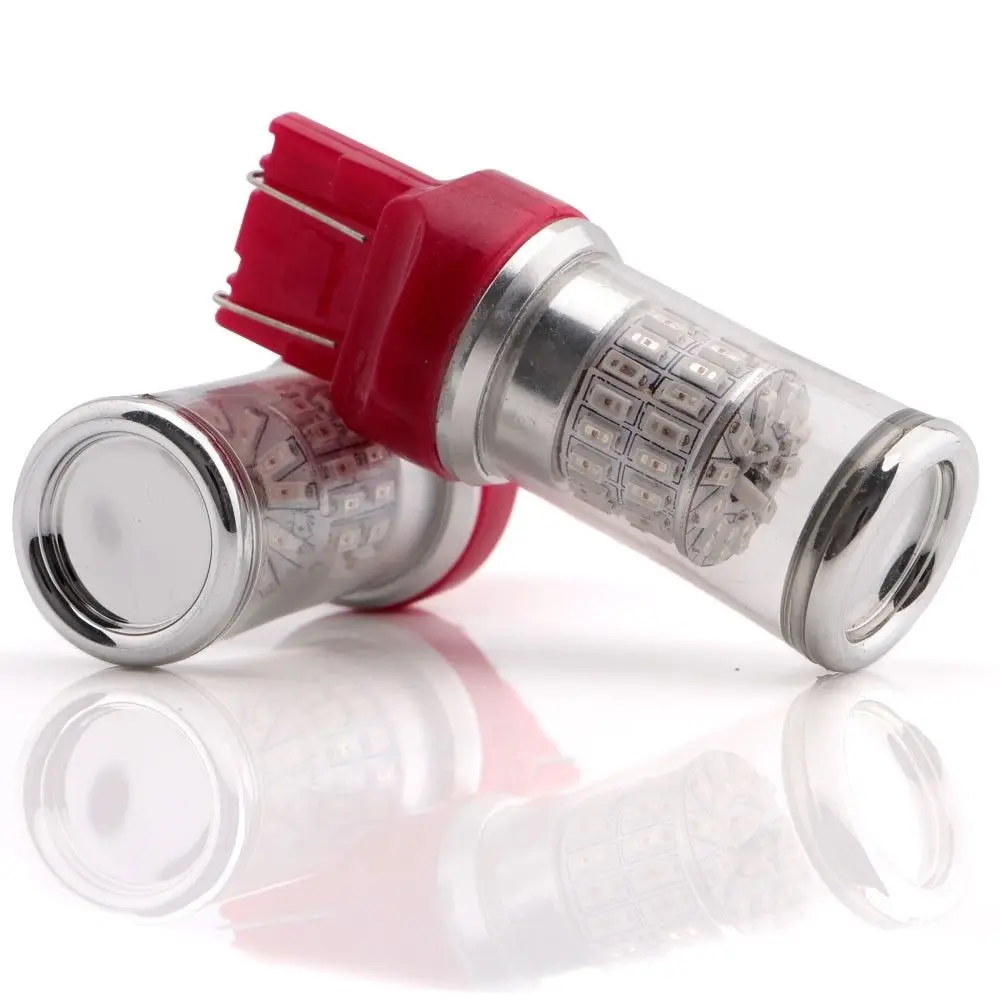 4x 7443 Bright Red Flashing Strobe Rear Safety Alert Brake Tail Led