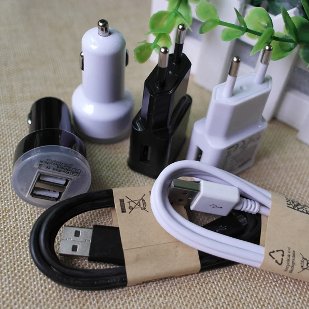 

Micro 2.0 USB Data Sync Charging Cable Cords+Travel Wall Charger Adapter+Dual Mini Car Charger+for LG Samsuang Galaxy S4 Note 2