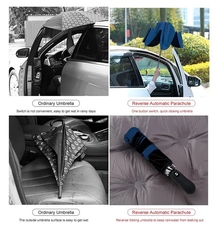 Автоматический обратный Зонт от дождя женский с черным покрытием Модный Цветной перевернутый Chuva зонт для мужчин 3 складной солнечный автоматический