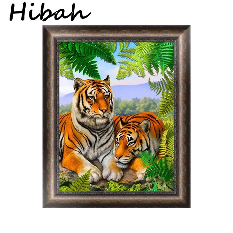 

5D Diy Diamond Cross Embroidery Full Diamond Embroidered Tiger Pattern Diamond Mosaic Pattern Rhinestone Resin