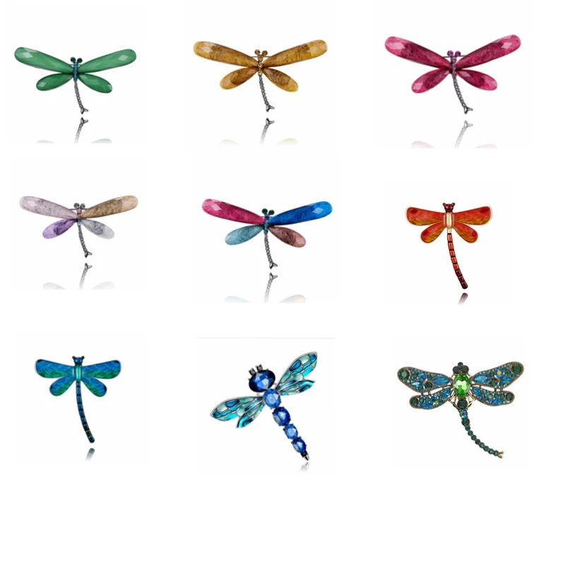 

Rinhoo Fashion Dragonfly Brooches For Women Vintage Large Crystal Brooch Scarf Lapel Brooch Pins Animal Jewelry Accessories
