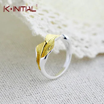 Kinitial 1Pcs Hot Lily Luxury Ring Golden Buds Rings Unique Novel Style Finger Ring Hot Lovers Day Fancy cz Stone Flower Jewelry
