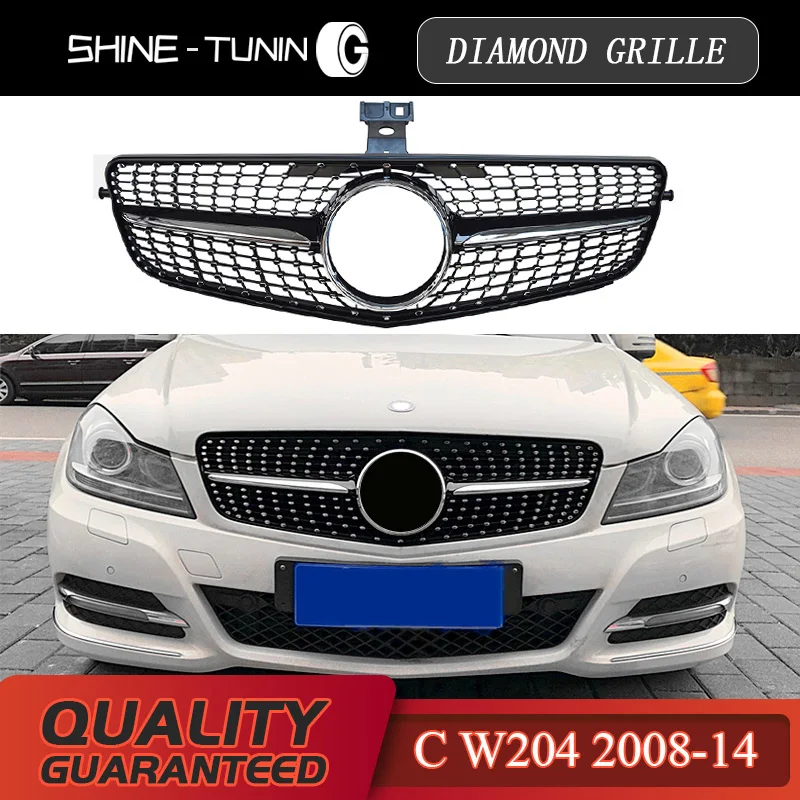 Kuhlergrill Geeignet Fur Mercedes Benz C Klasse W204 Diamant Grille C180 C200 C300 C250 C350 2008 14 Mit Emblem Racing Grills Aliexpress
