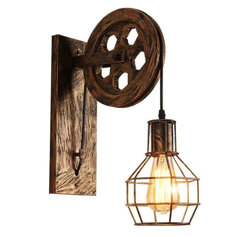 

Retro Loft Light Pendant Suspension Light Lifting Pulley Wall Lamp Restaurant Aisle Pub Cafe Light Bra Sconce Lantern