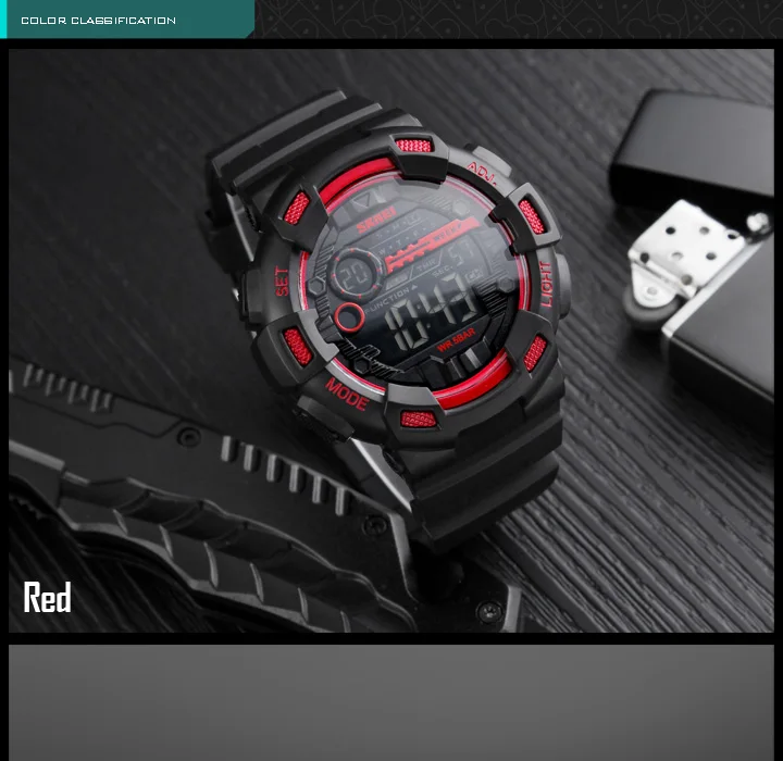 SKMEI модные спортивные часы для мужчин светодиодный дисплей двойное время 50 м водонепроницаемые часы мужские часы Relogio Masculino уличные спортивные часы