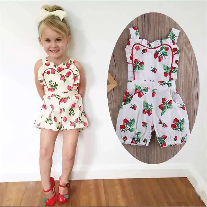 Floral Flower Baby Rompers Girl Baby Costumes Set Kids Jumpsuit Cotton